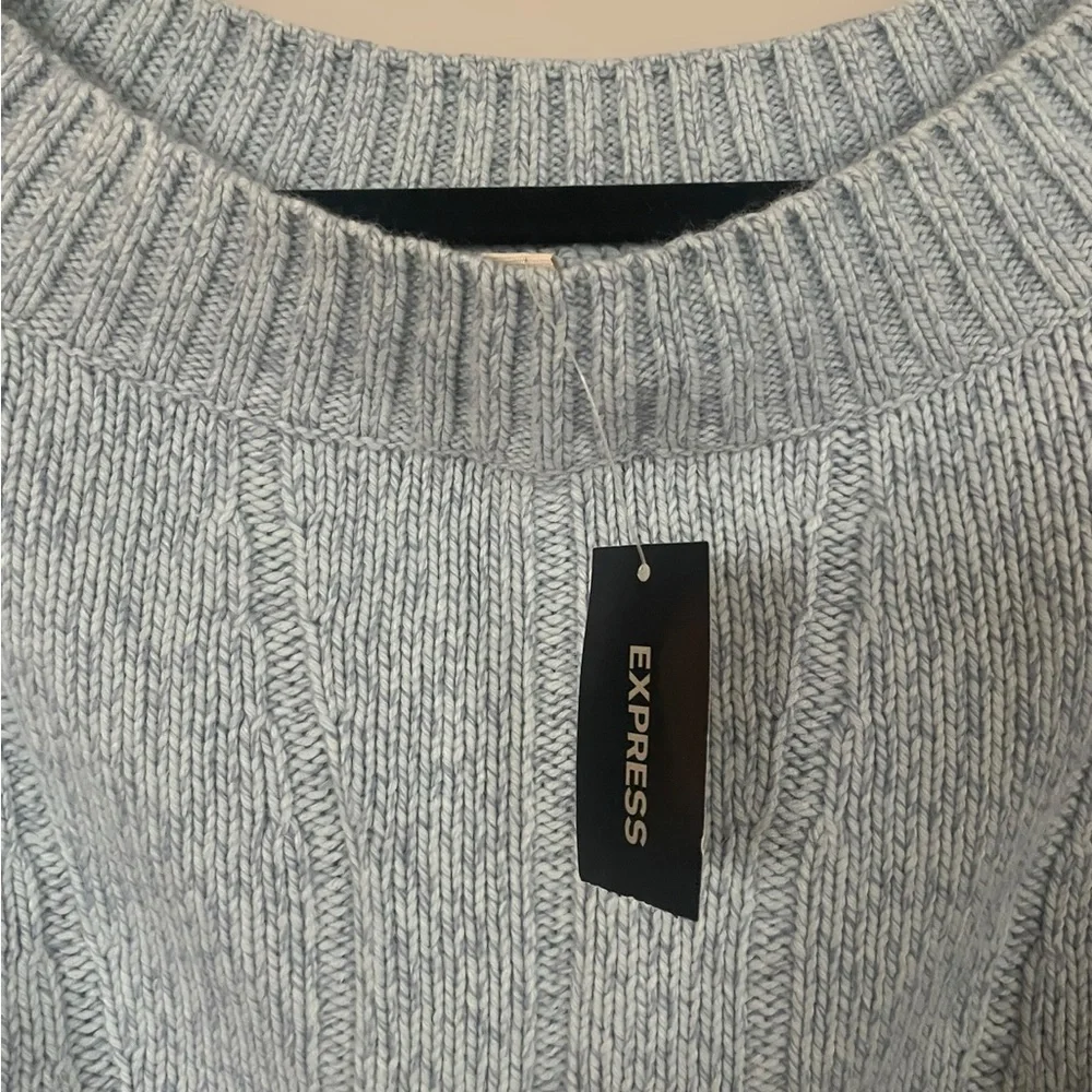 Y2K Express Knit Long Sleeve Blue Crew Neck Sweater - Size Medium - Picture 11 of 11